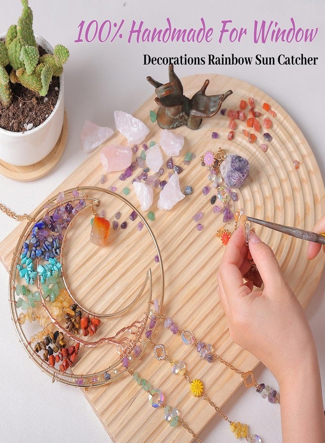 Dreamsum 7 Chakras Dream Catchers Tree of Life Dream Catcher Crystal Dreamcatcher Wall Decor with Healing Crystal Stone & Fluorite Wall Art Hanging for Bedroom Home Decor Bless Gift Wedding Garden-Colorful - Image 3
